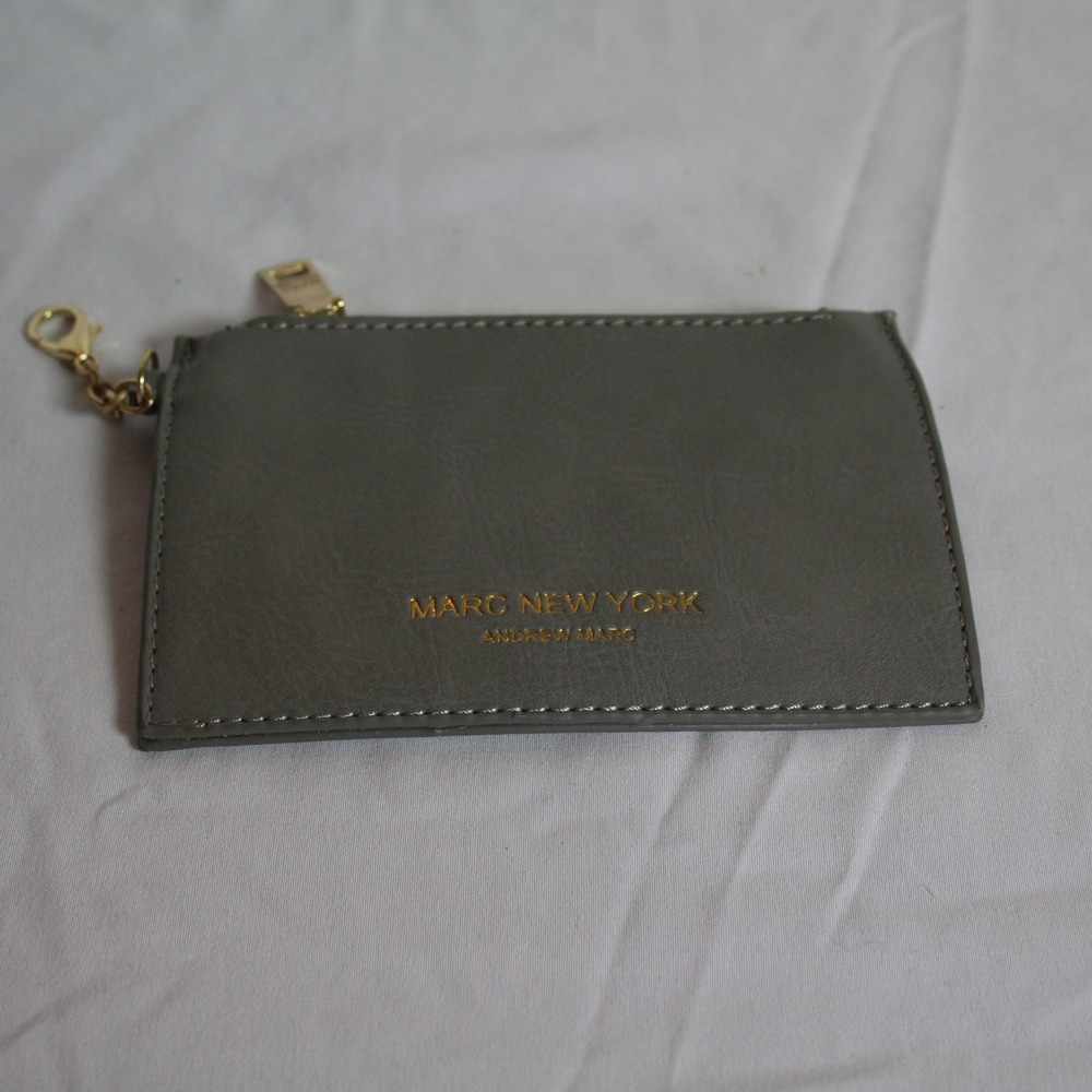 Marc New York Card Holder Wallet Keychain - Gray Small Zip Around Coin Purse